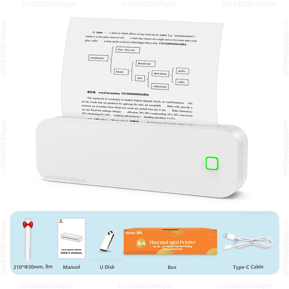 Wireless Thermal A4 Document Printer