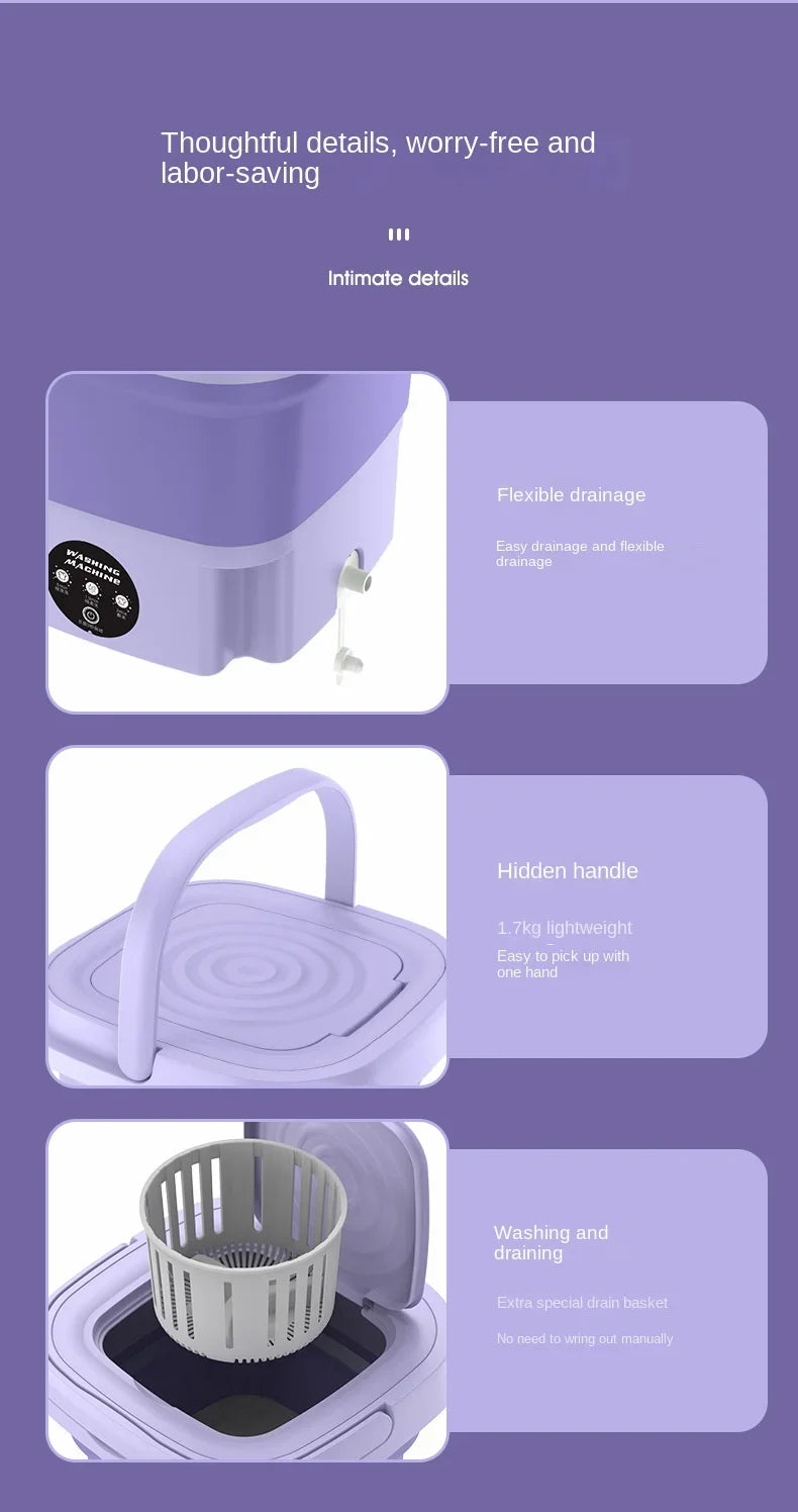 8L Small Folding Portable Washing Machine